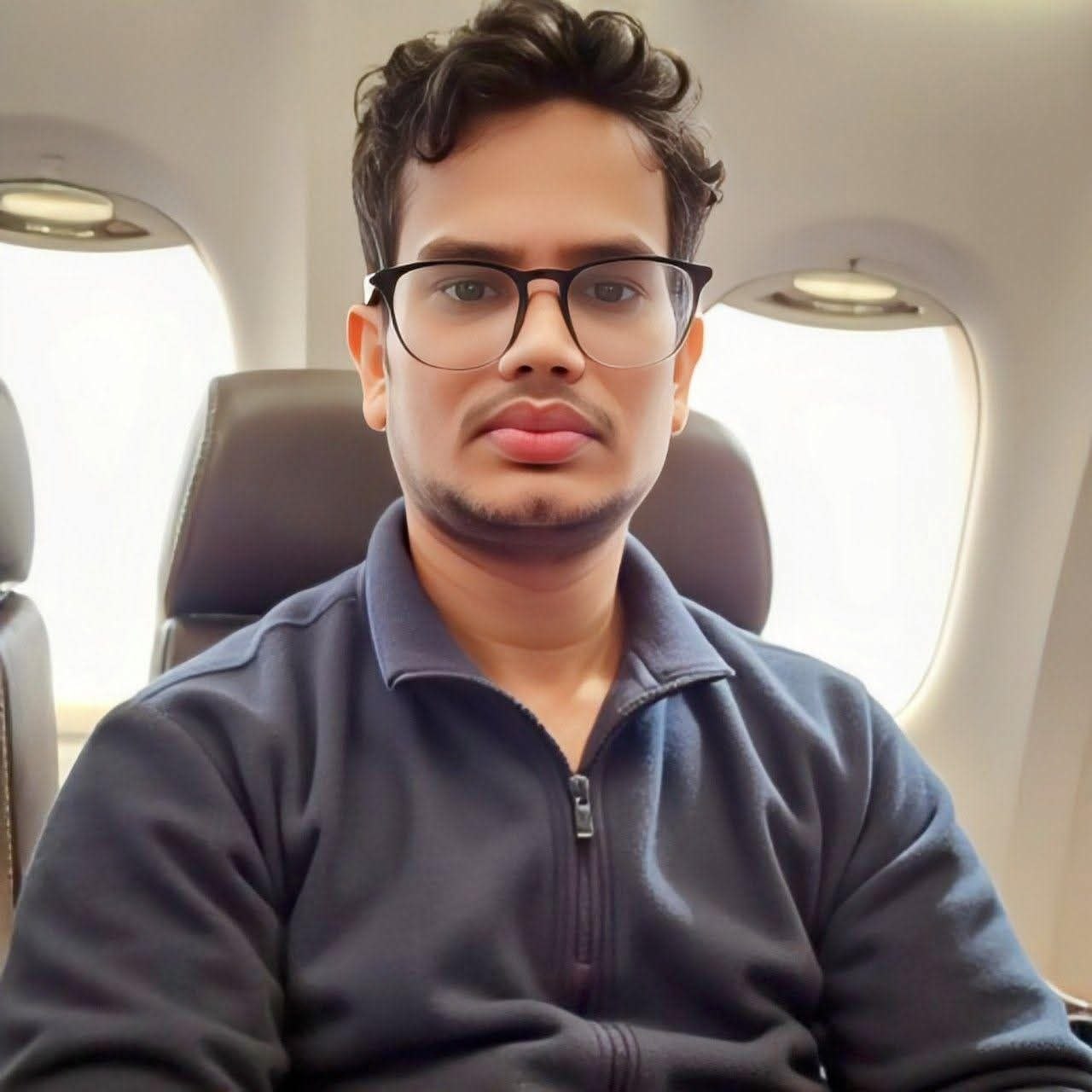 Shakti Tiwari — on an airplane